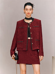 Women's Chenille Plaid A-Line Skirt