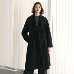 Women's Double-Breasted Belted Wool Coat