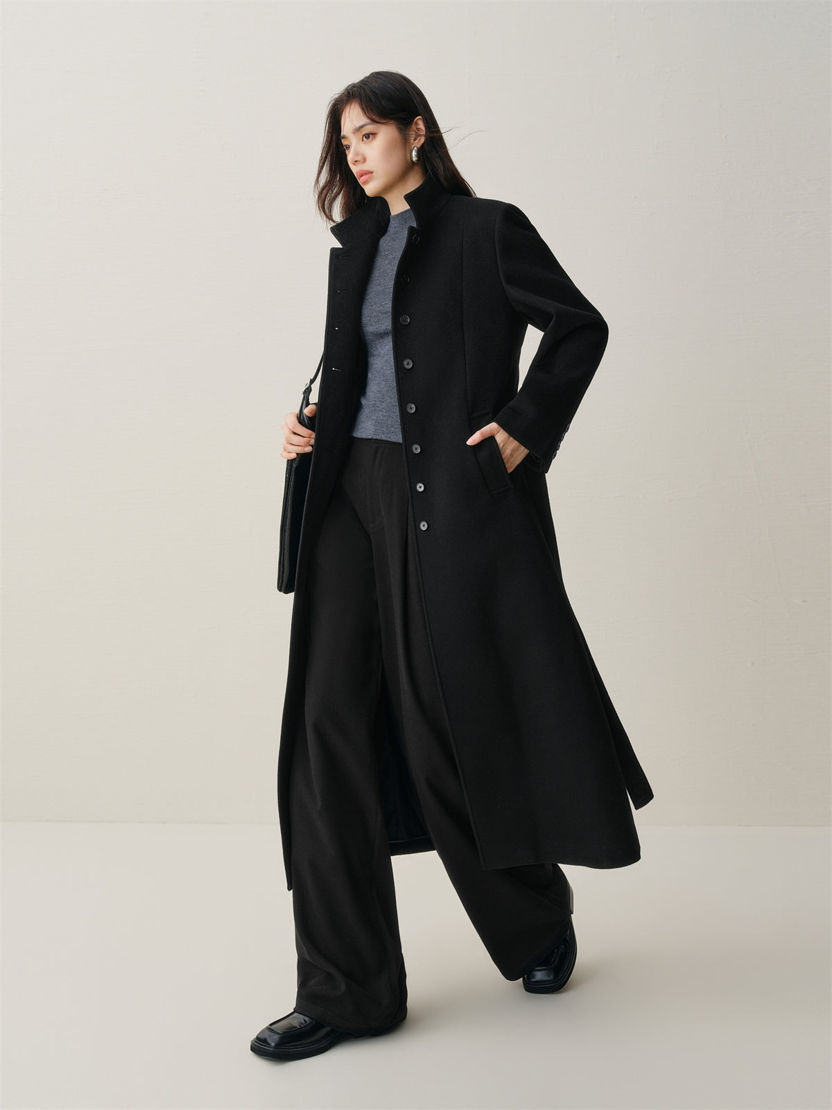 Women's Slim-Fit Straight Belted Cashmere Coat