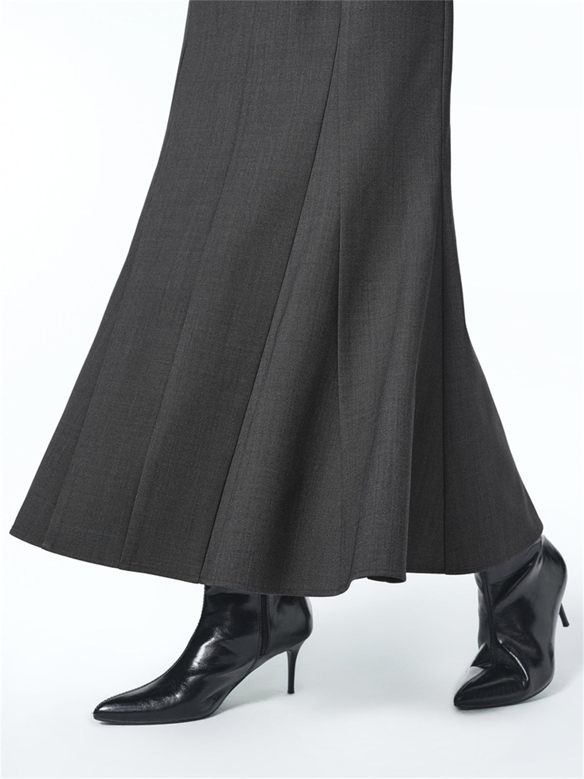 Women's Grey Sheep Wool Maxi Mermaid Skirt