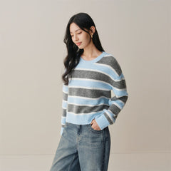 Women's Mohair-Blend Striped Drop-Shoulder Knit Sweater