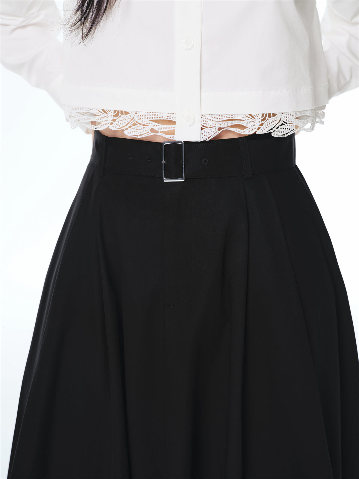 Women's High-Waisted Cotton A-Line Flared Skirt