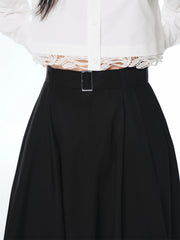Women's High-Waisted Cotton A-Line Flared Skirt
