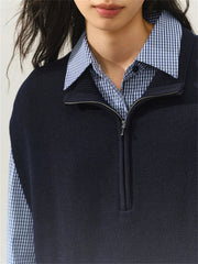 Women's Knit Vest and Plaid Shirt Two-Piece Set