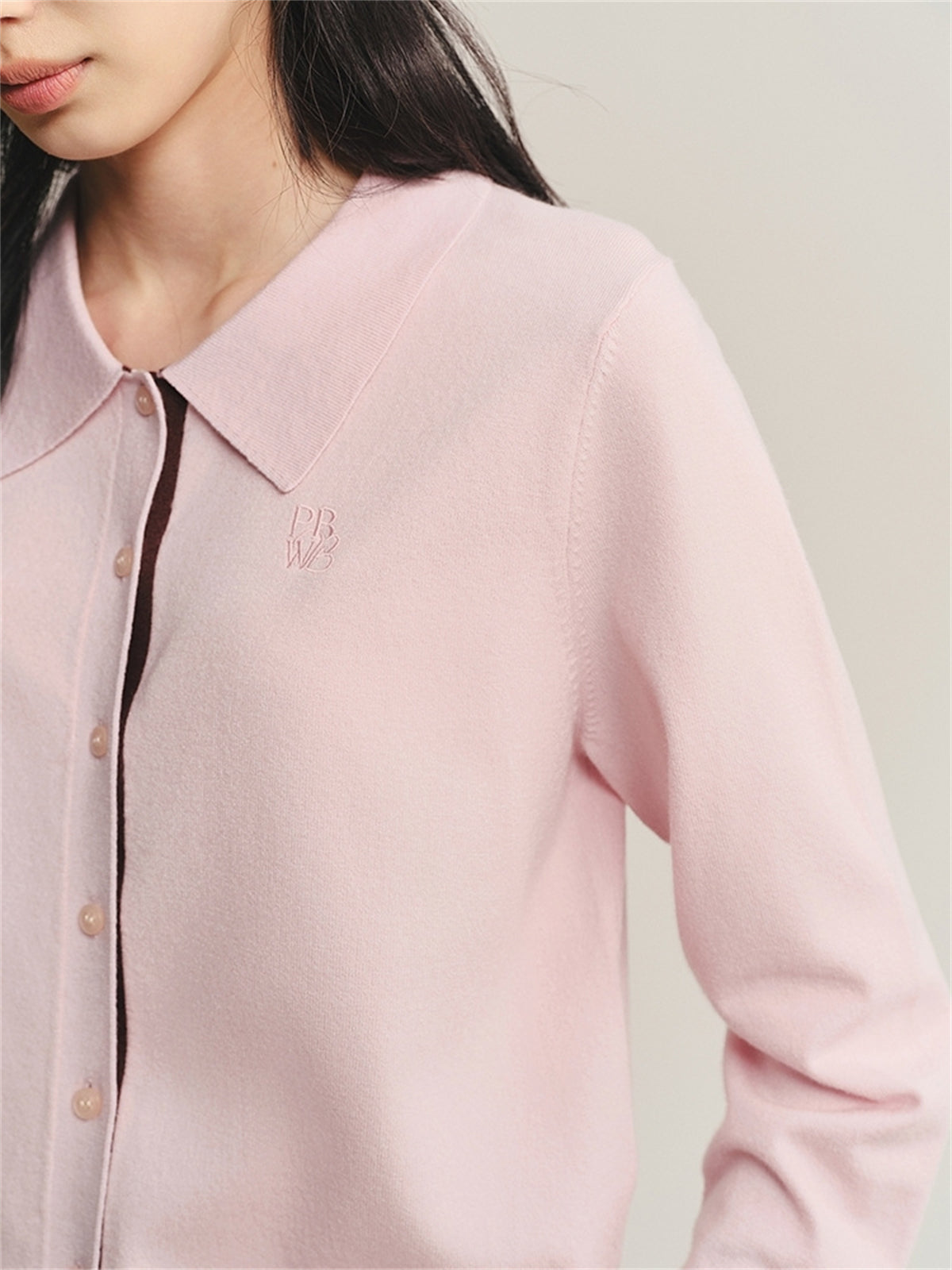 Women's Short Polo-Collar Cardigan