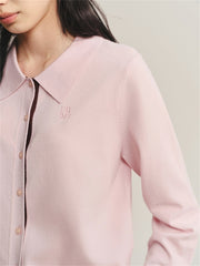 Women's Short Polo-Collar Cardigan