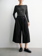 Women's Oversized High-Waist Cropped Straight-Leg Pants