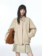 Women's Cropped Straight Jacket with Elastic Hem