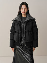 Women's Knit-Panel Short Oversized Down Jacket