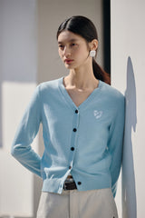 Women's Short V-Neck Embroidered Cardigan