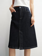 Women's Dark Blue Denim Midi Skirt