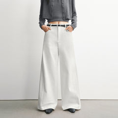 Women's Basic Wide-Leg Casual Pants with Belt