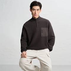 Men's Jacquard Mock-Neck Knit Sweater