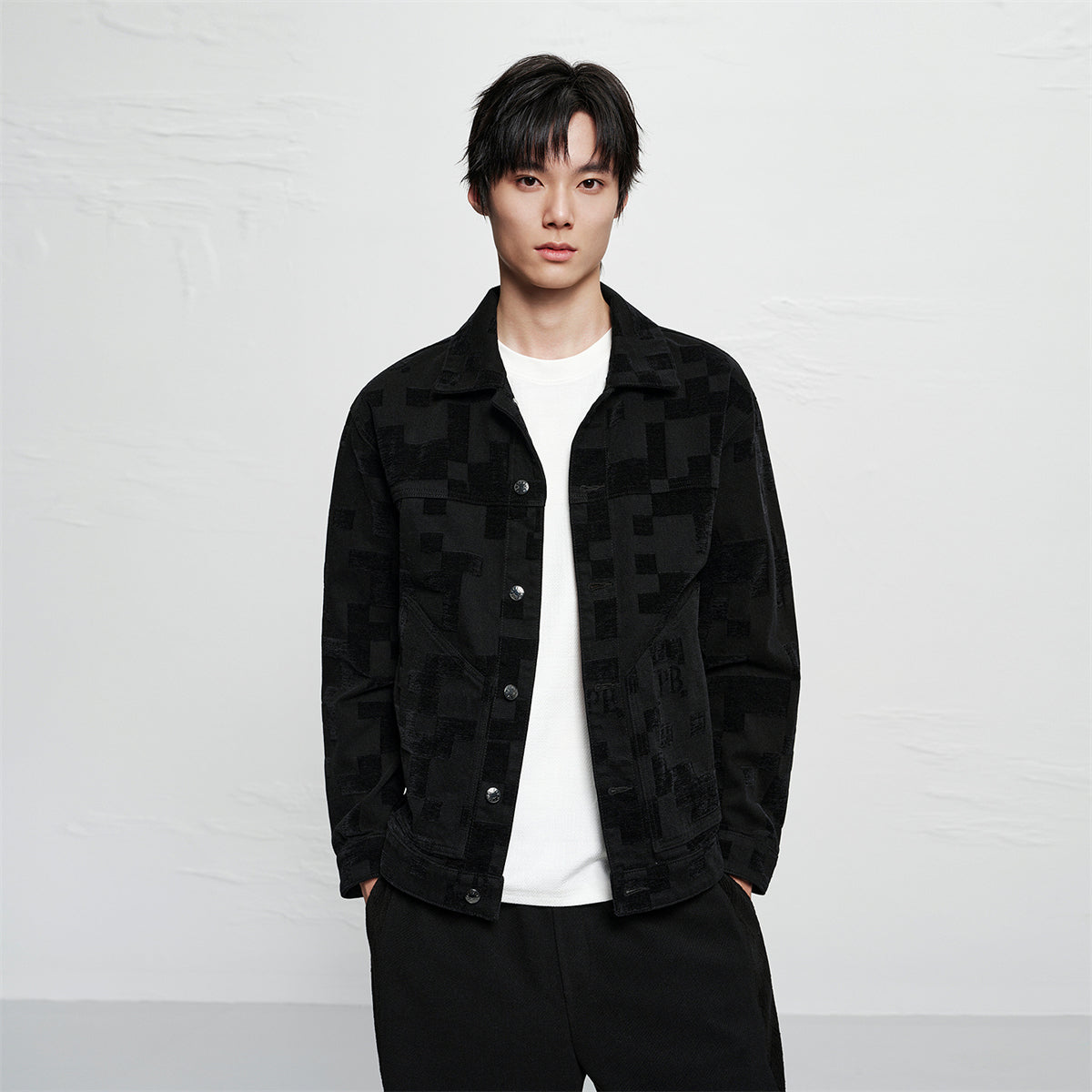 Men's Allover Jacquard Chenille Denim Jacket