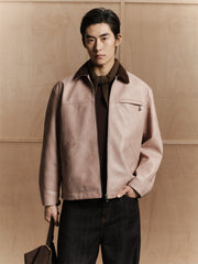 Men's Contrast Textured PU Jacket