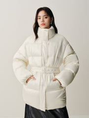 Women's Glossy Belted Thermal Down Jacket
