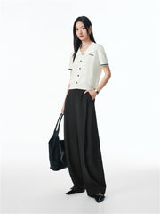 Women's Striped Short-Sleeve Knit Cardigan