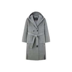 Women's Belted Double-Faced Wool Coat with Alpaca