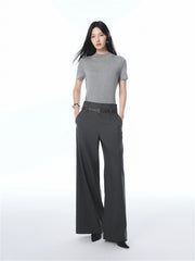 Women's Wide-Leg Suit Trousers with Belt
