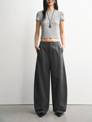 Women's Basic Wide-Leg Curved-Hem Pants