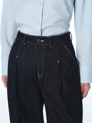 Women's Contrast-Stitched Wide-Leg Jeans