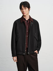 Men's Oversized Utility Jacket with Contrast Collar