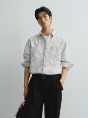 Men's Lettered Textured Jacquard Shirt