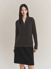 Women's Half-Zip Cable-Knit Sweater