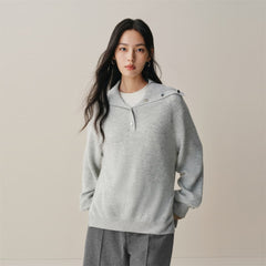 Women's Wide-Lapel Pullover Knit Sweater