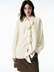 Women's Shirt with Detachable Ruffle Trim