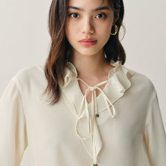 Women's Ruffled-Collar Chiffon Blouse