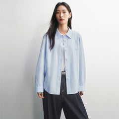 Women's Striped Long-Sleeve Shirt & Vest Two-Piece Set