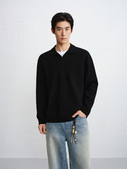 Men's Contrast Layered-Look Collar Pullover