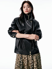 Women's Relaxed PU Moto Jacket