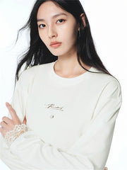 Women's Relaxed-Fit T-Shirt with Lace Panels