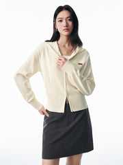 Women's Cropped Dual-Zip Hooded Cardigan