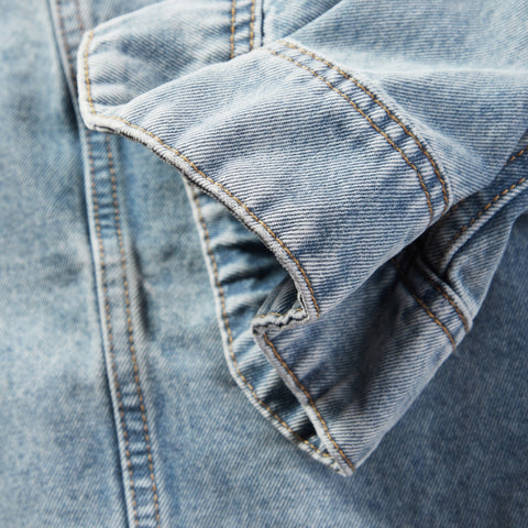 Women's Short Washed Raw-Hem Denim Jacket