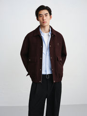 Men's Burgundy Tweed-Texture Tailored Jacket