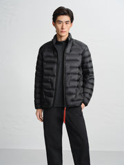Men's Stand-Collar Goose Down Jacket with Contrast Details