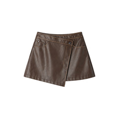 Women's Asymmetric PU Leather Skirt