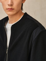 Men's Mixed-Fabric Panel Knit Cardigan