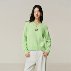 Women's Wool-Blend V-Neck Knit Sweater