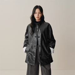 Women's Relaxed Straight-Cut Leather Jacket