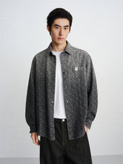 Men's Gradient Jacquard Long-Sleeve Shirt