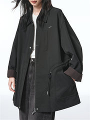 Women's Relaxed Fit Long Drawstring Jacket