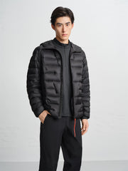 Men's Hooded Goose Down Jacket with Contrast Details
