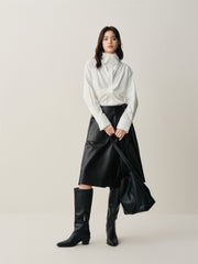 Women's Brushed Oversized Stand-Collar Shirt