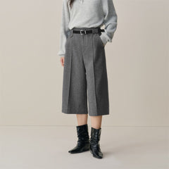 Women's Straight-Leg Wool Cropped Pants