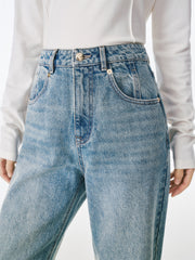 Women's High-Waisted Wide-Leg Cotton Jeans