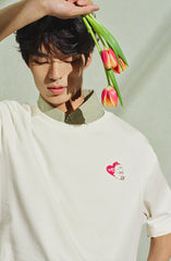 Men's Cotton T-Shirt with Cartoon Embroidery